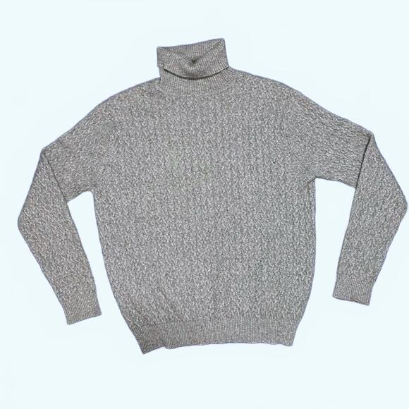 100% Cashmere Cable Knit Long sleeve Turtleneck - Kirkland womens large gray - Picture 1 of 4